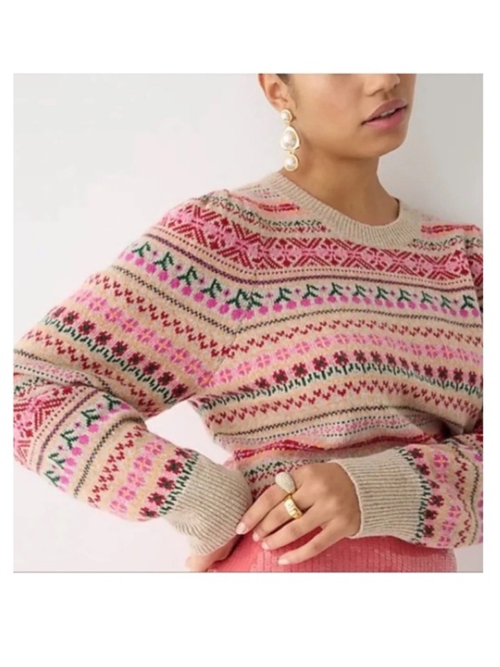 J. Crew Sweaters - J. Crew Puff-sleeve Fair Isle crewneck sweater